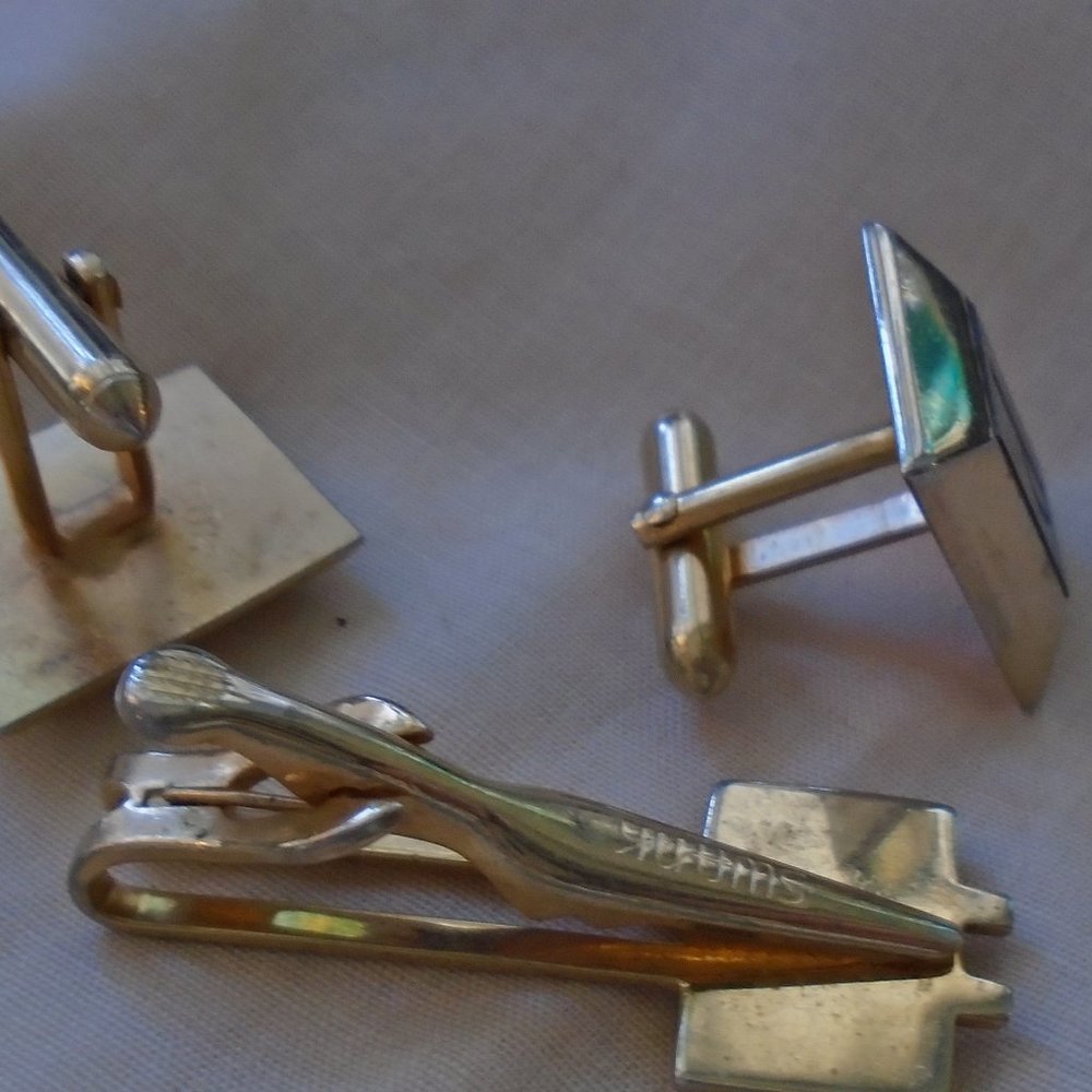 Swank Initial P Cuff Links And Matching Tie Clip - image 2